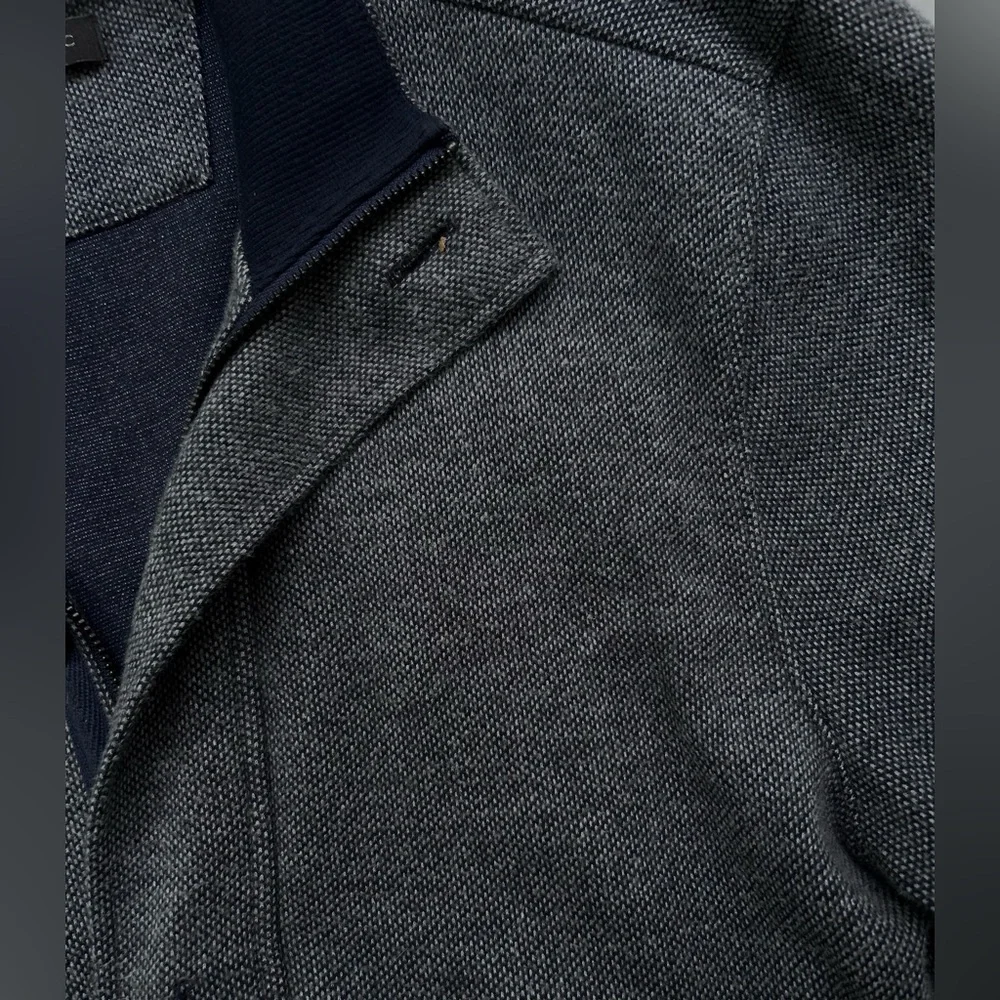 Banana Republic Navy Grey Size Large Sweater Jacket Varsity Cotton Zip Up